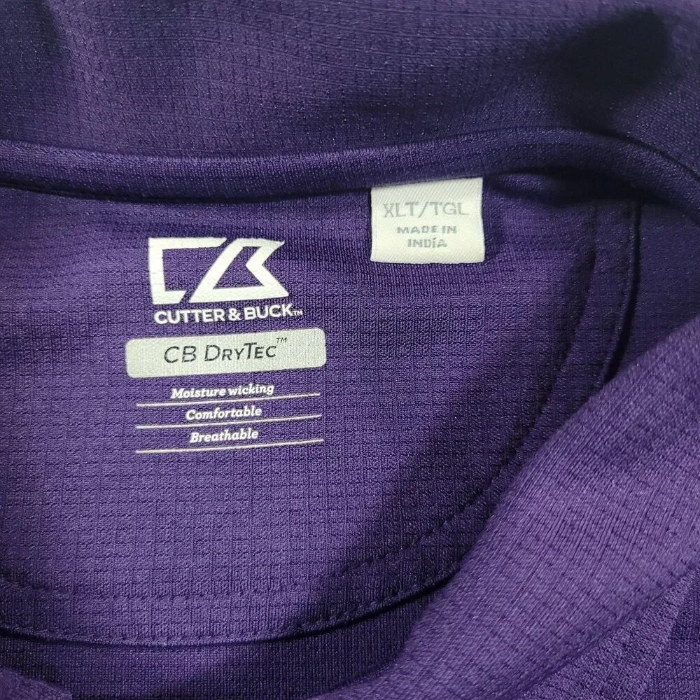 Cutter & Buck Polo Shirt Mens XLT Purple CB DryTec Golf Performance Big Tall